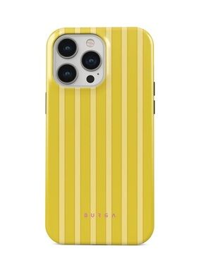 BURGA iPhone 13 Pro Max Sunbreak Yellow Striped Tough  Case with Velvet Pouch